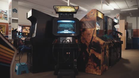 wide shot of arcade machines