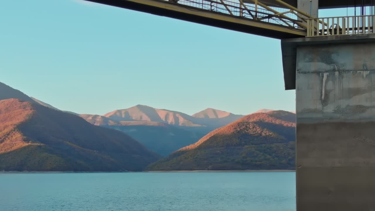 Close-up of Zhinvali Dam Technical Towers