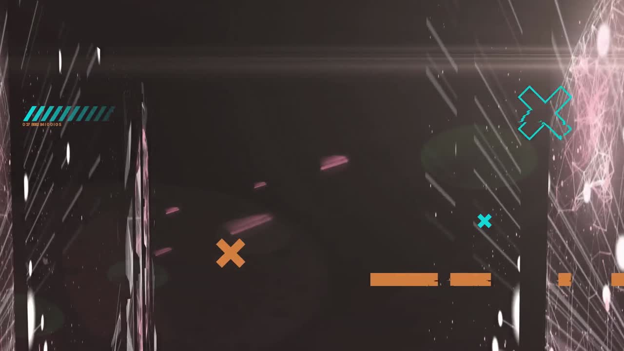 Animation of shapes over network of connections on black background