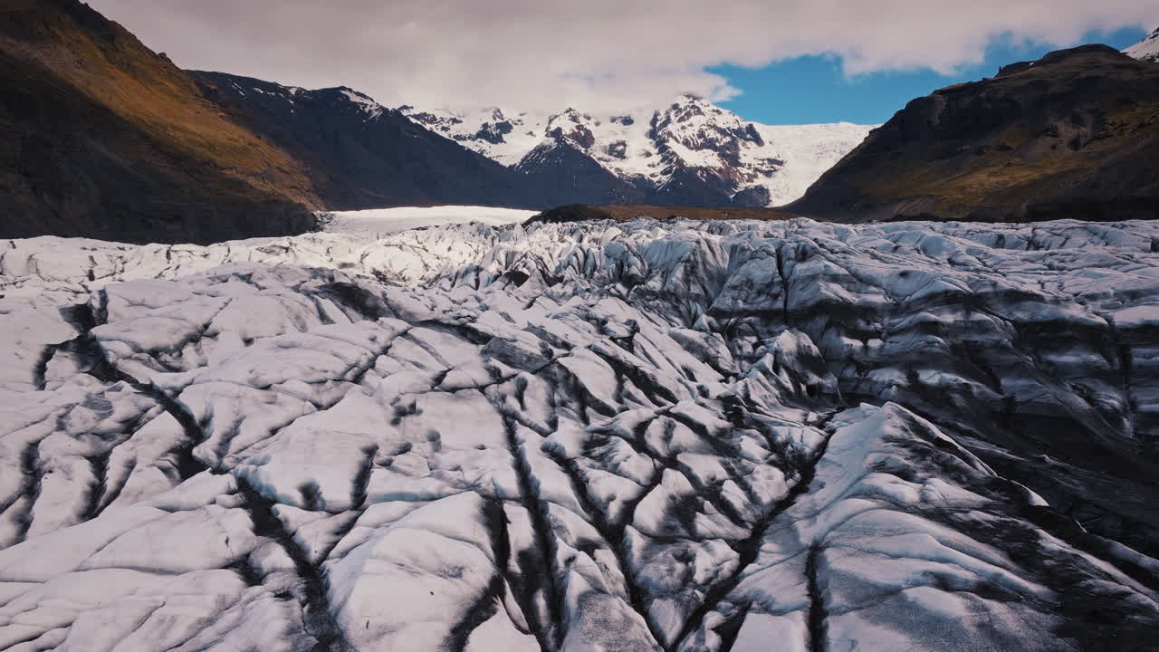 Glacier landscape with snow-capped mountains