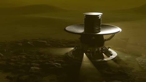 3d animation of the venera 9 space probe on the surface of venus