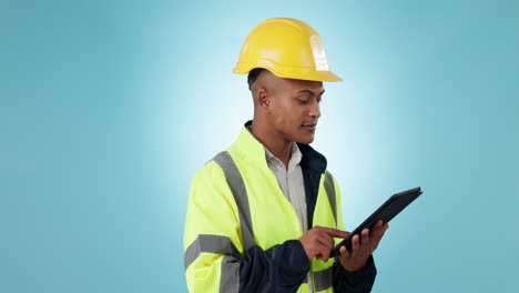 trabajador de la construcción hombre, tableta