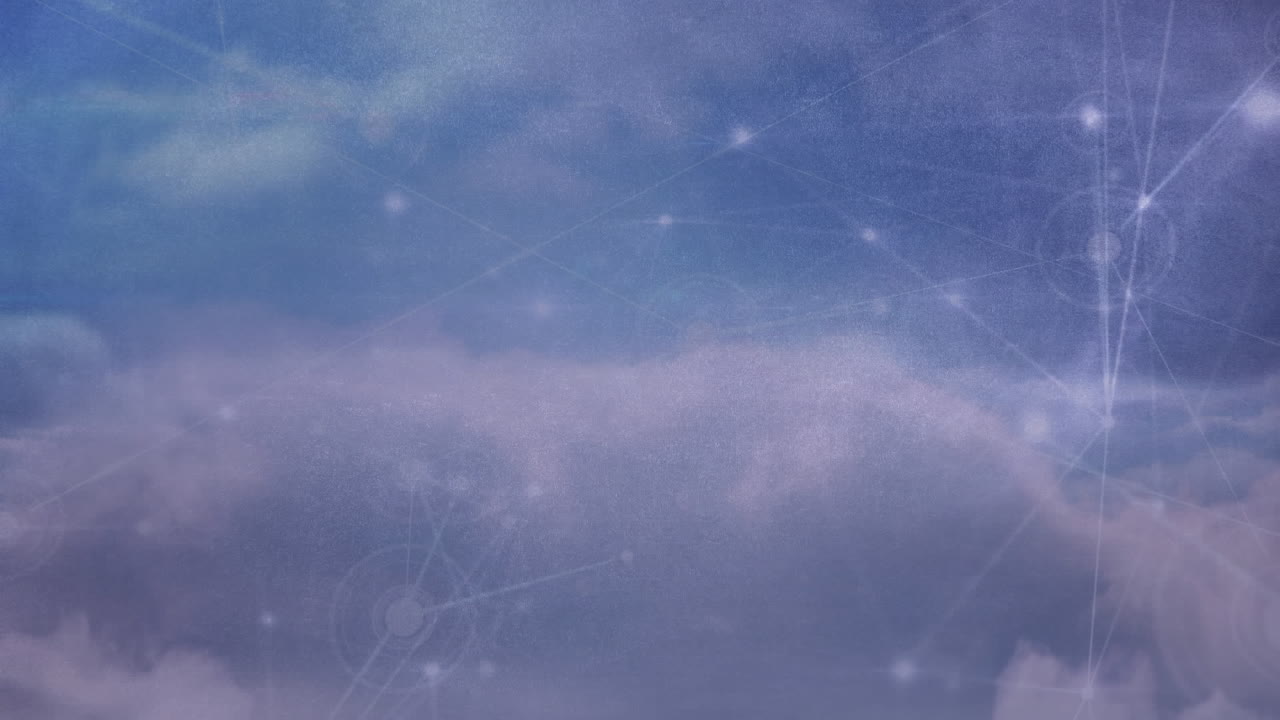 Animation of networks of connections over sky