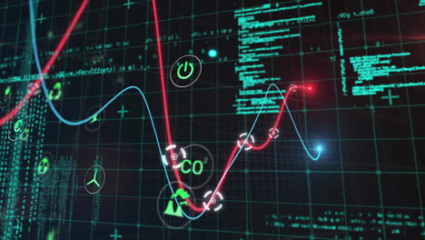Animation of network of connections and data processing over black background