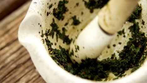Grinding-herb-in-mortar-and-pestle-4k