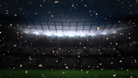 animation of confetti floating over sports stadium at night