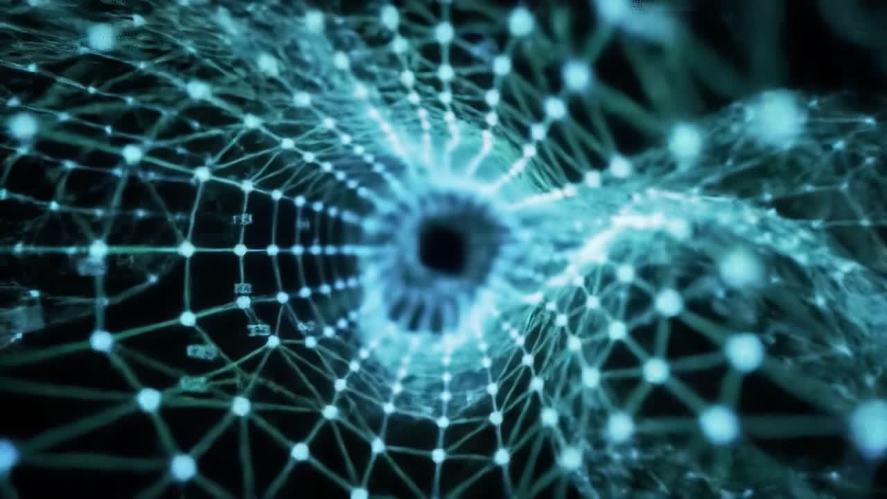 Exploring the Depths of Digital Networks: A Visual Journey Through Geometric Patterns and Light in an Intricate Mesh of Connectivity