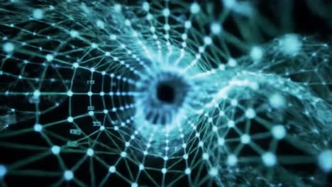 exploring the depths of digital networks: a visual journey through geometric patterns and light in an intricate mesh of connectivity