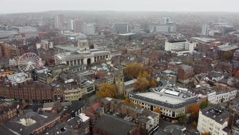 nottingham city uk , 2021 drone aerial footage vibrant autumn colours