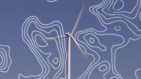 animation of white lines over wind turbine