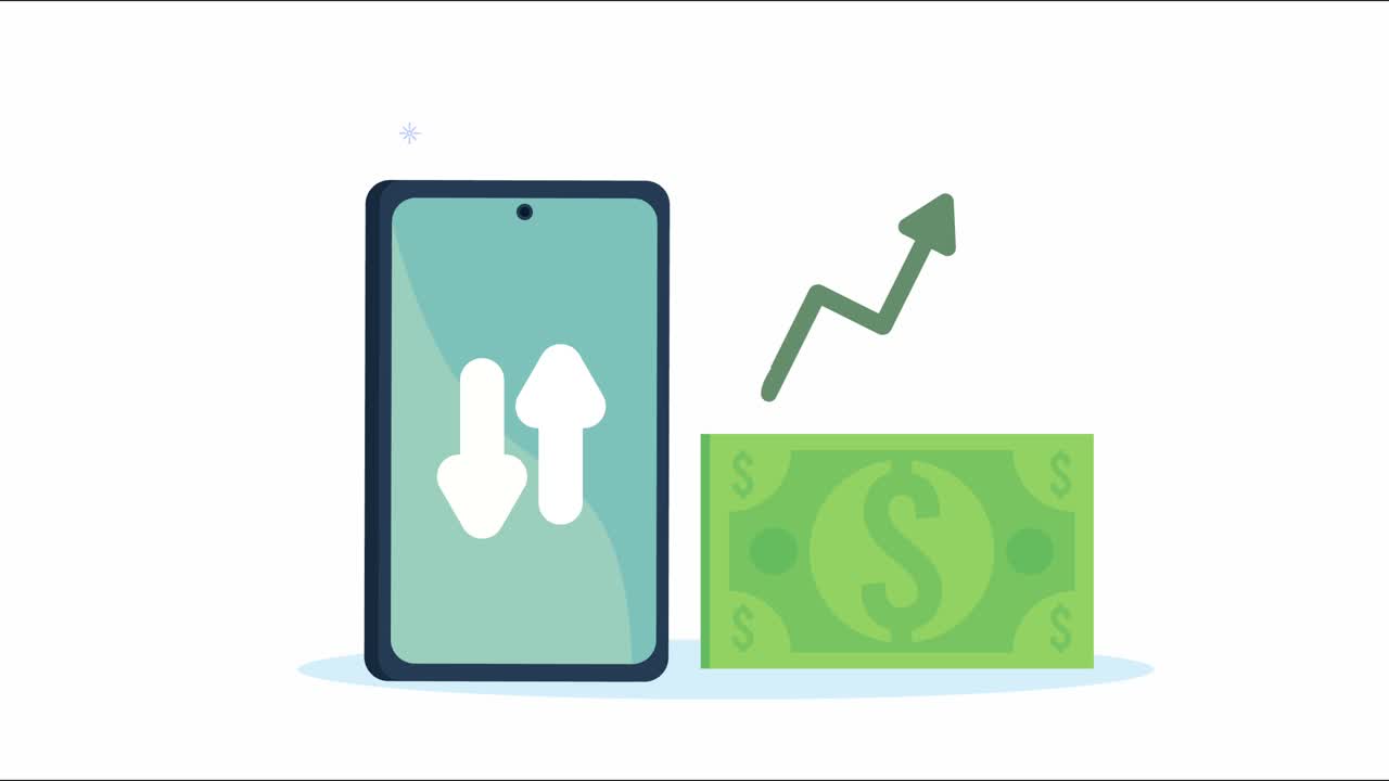 ecommerce animation with smartphone and bill