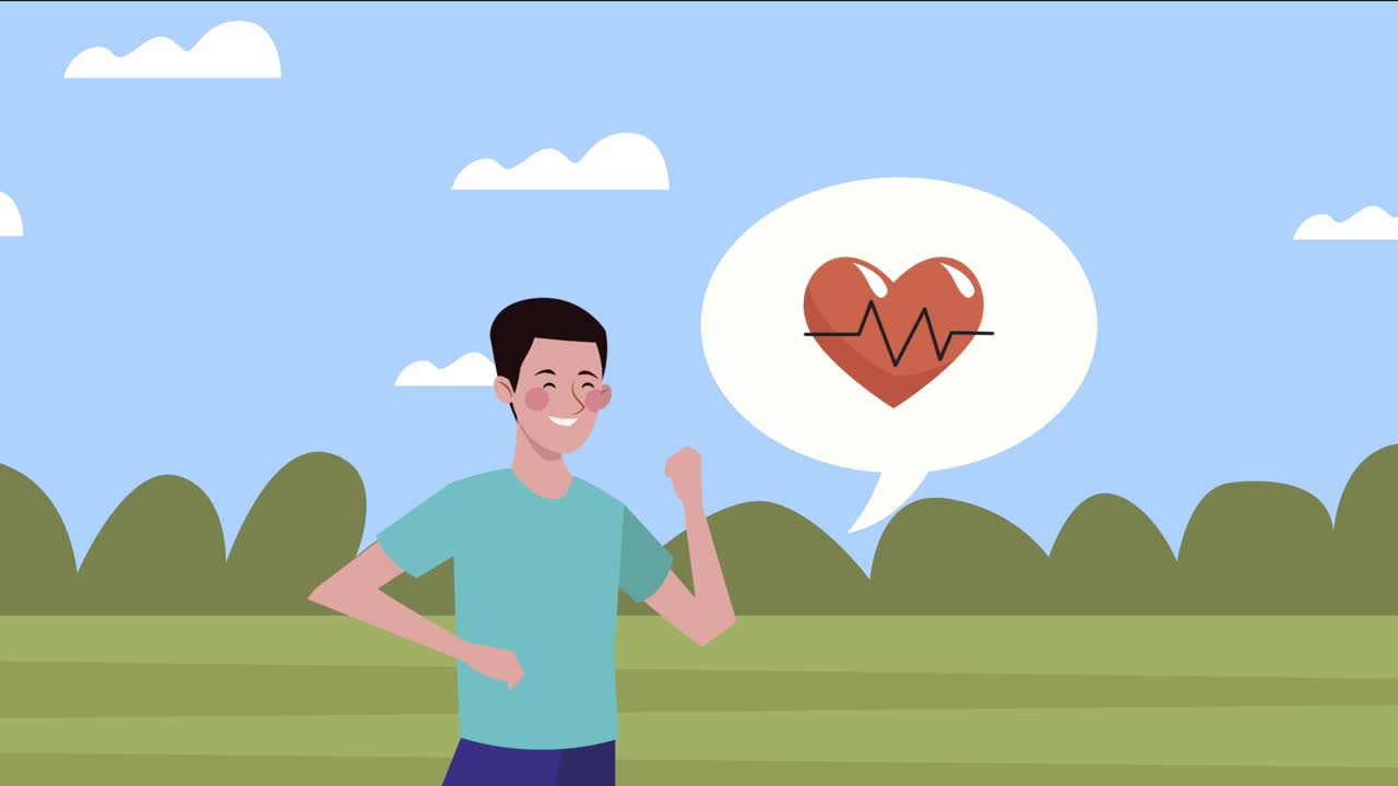 young man running in the camp animation