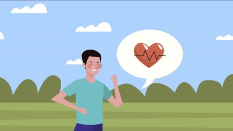 young man running in the camp animation