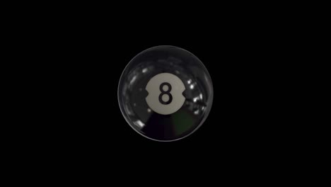 bola negra de billar número 8 está girando en animación de bucle con el canal alfa