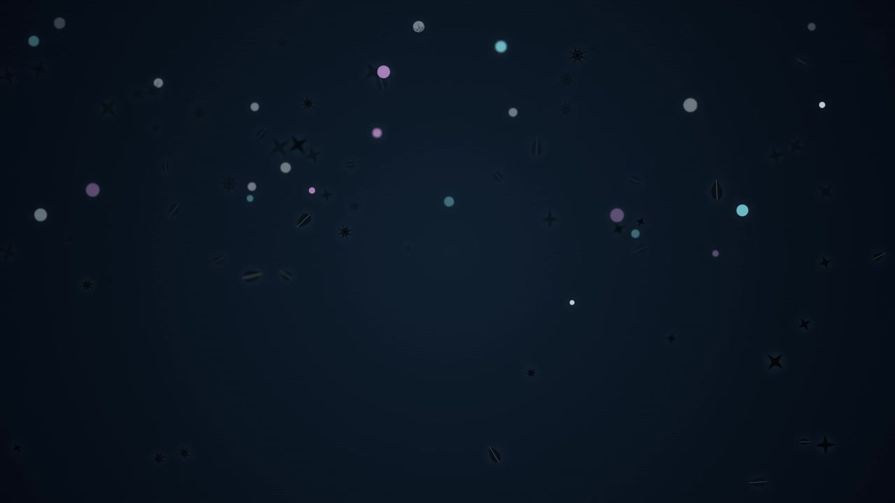 Fondo abstracto en movimiento con partículas luminosas flotantes y estrellas