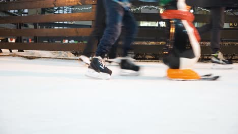 nighttime skating rink scene