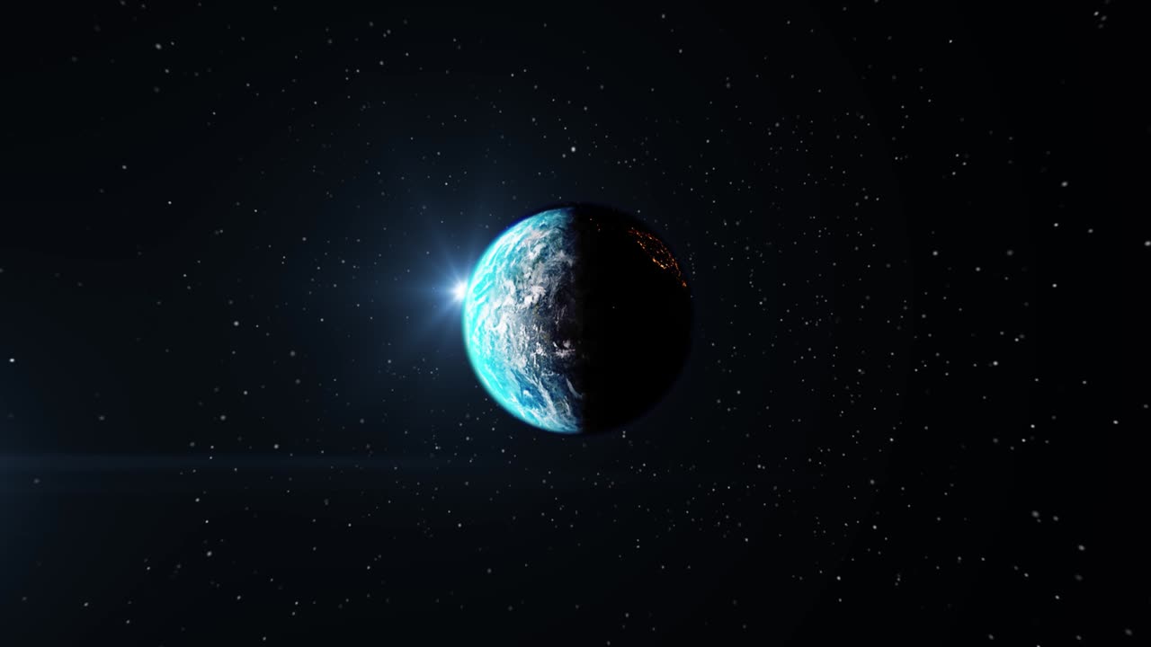 Space view on Planet Earth rotating Solar Eclipse Animation