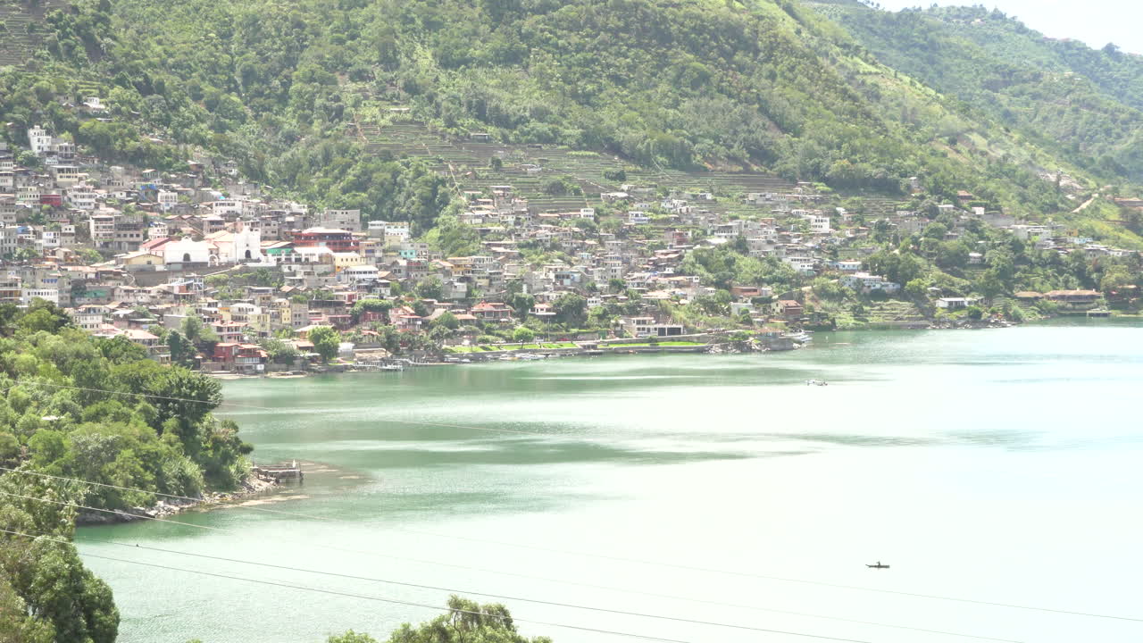 Lake Atitlán in Guatemala with town in background