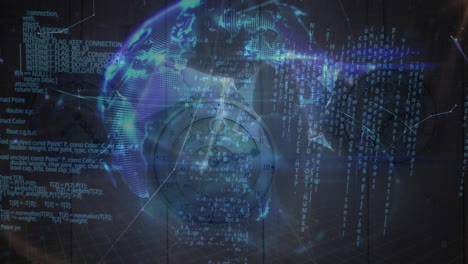 animation of data processing over clock and globe