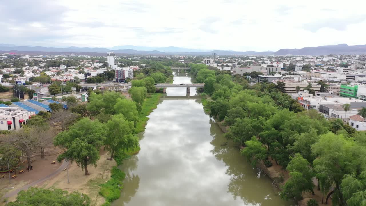 Culiacan city of sinaloa mexico, &amp;quot;tres rios&amp;quot; , &amp;quot;three rivers zone&amp;quot;, wide drone view from the sky 4k