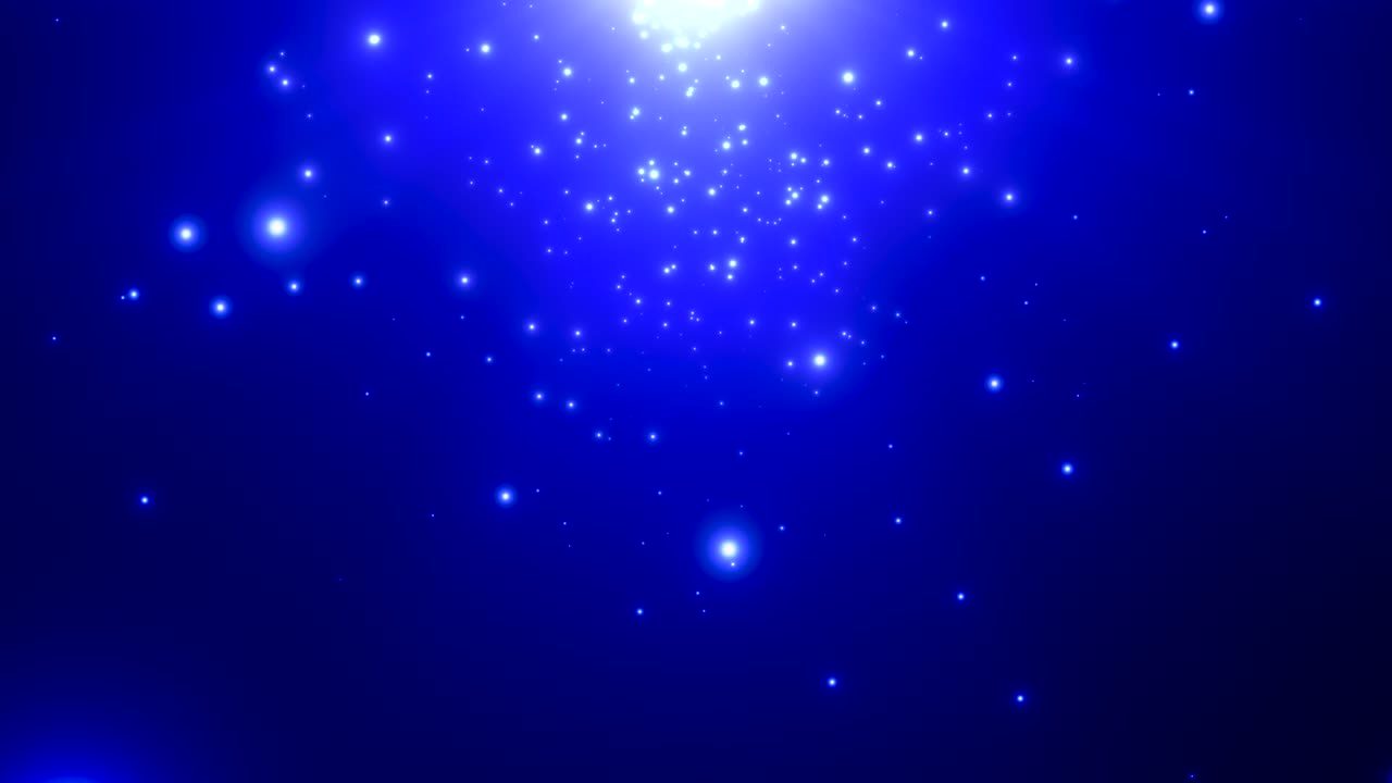 은하계에 있는 작은 파란 입자들과 별들