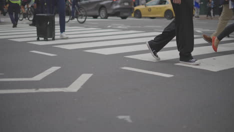 city street crossing with bicycles and pedestrians