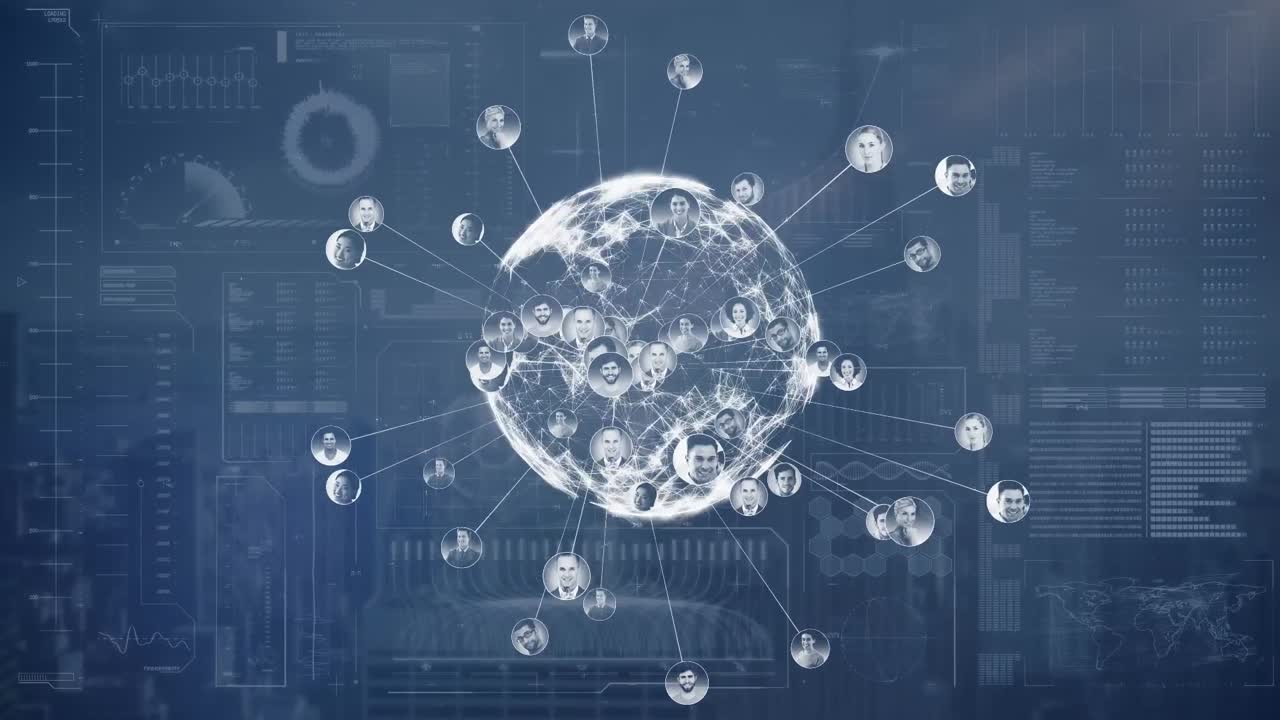 연결 및 데이터 처리의 네트워크를 통해 지구의 애니메이션