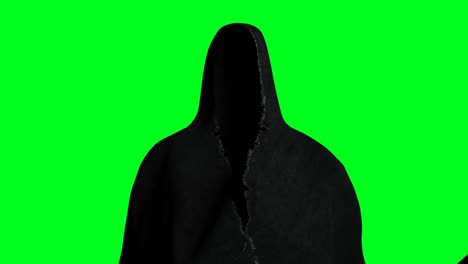 mystery fear ghost animation . dynamic hoodie. isolate. realistic 4k green screen animation.