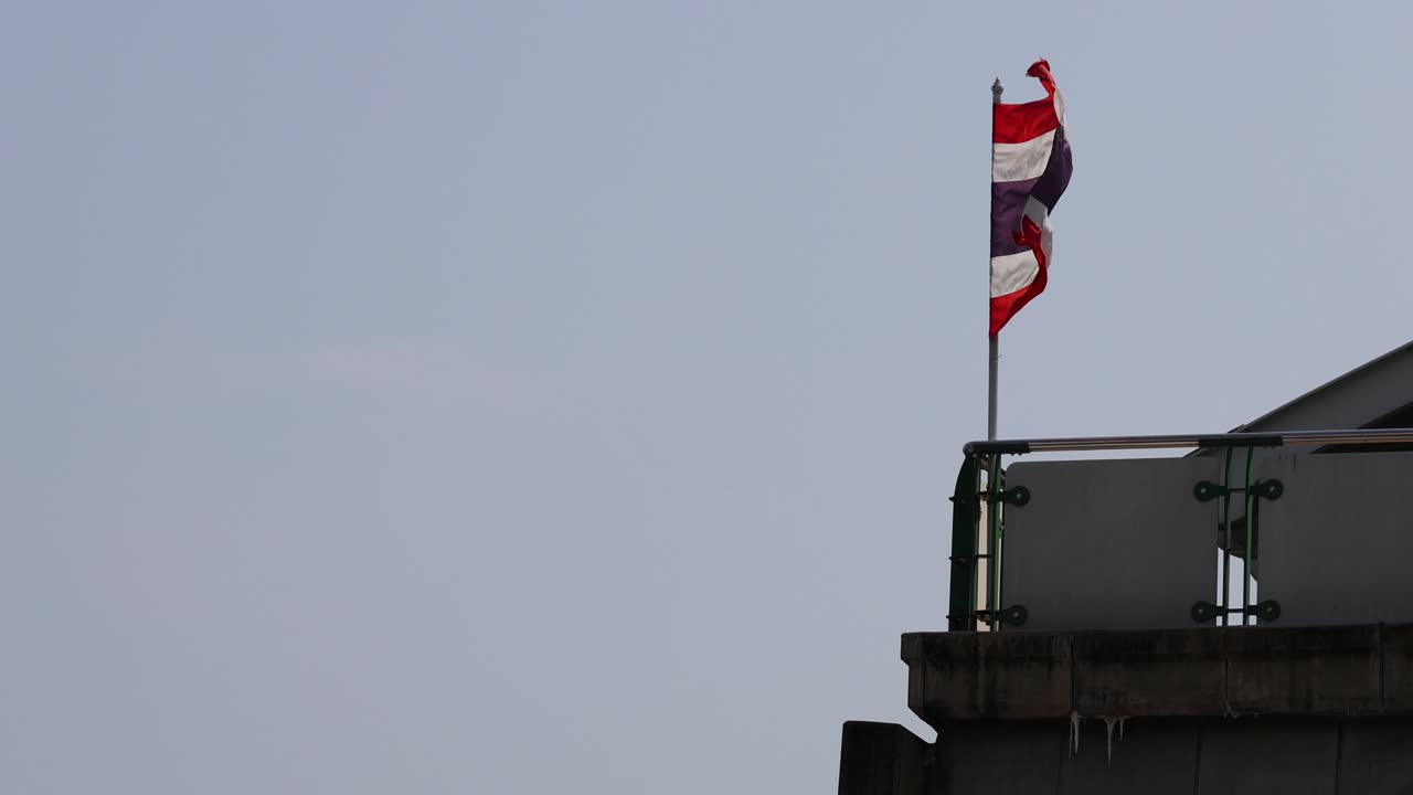 Thai national flag waving in the wind