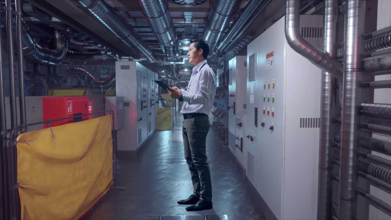 инженер, инспектирующий промышленное предприятие