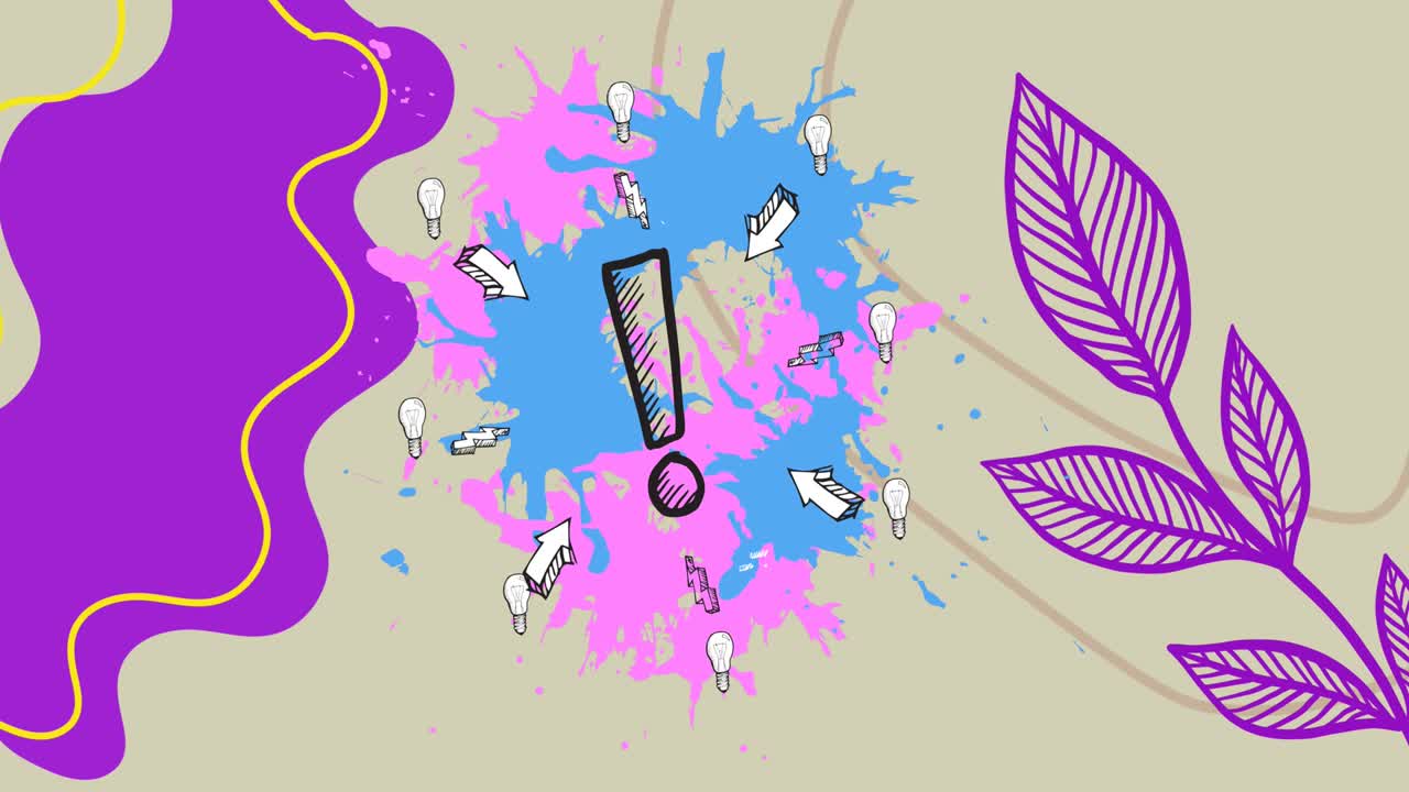 베이지색 배경에 있는 모양 위에 있는 호평표의 애니메이션