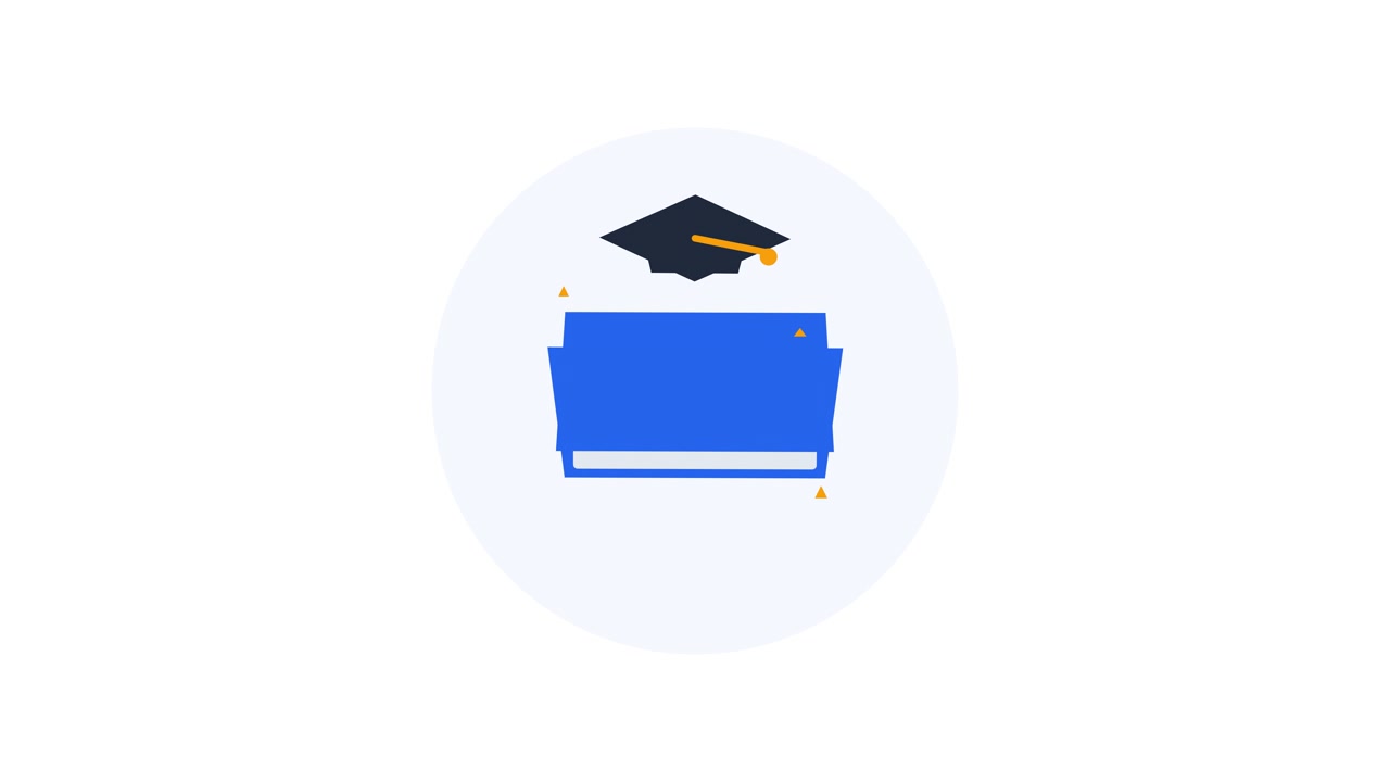 Animated Graduation Cap Above an Open Book Icon