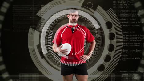 Professional-rugby-player-standing-with-crossed-arms-and-medical-data