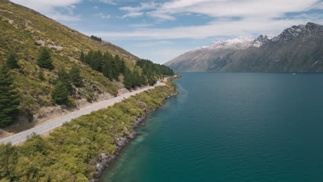 scenic roadside lake view in new zealand