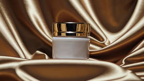 luxury cream jar on satin background