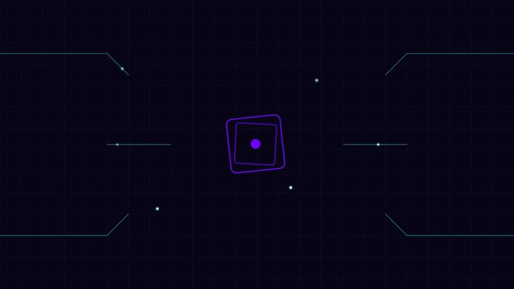 Abstract Rotating Geometric Shape with Digital Interface Elements