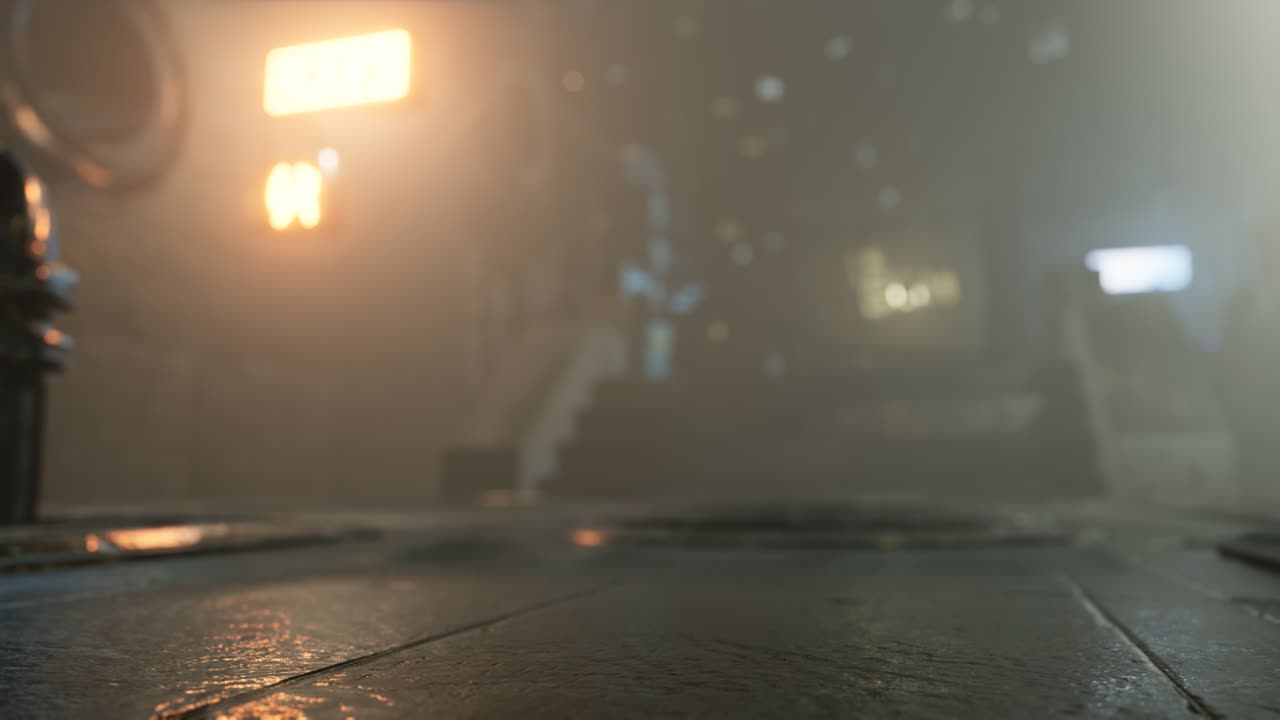 밤에 안개가 있는 거리에 부드러운 초점을 맞춘 네온 불빛