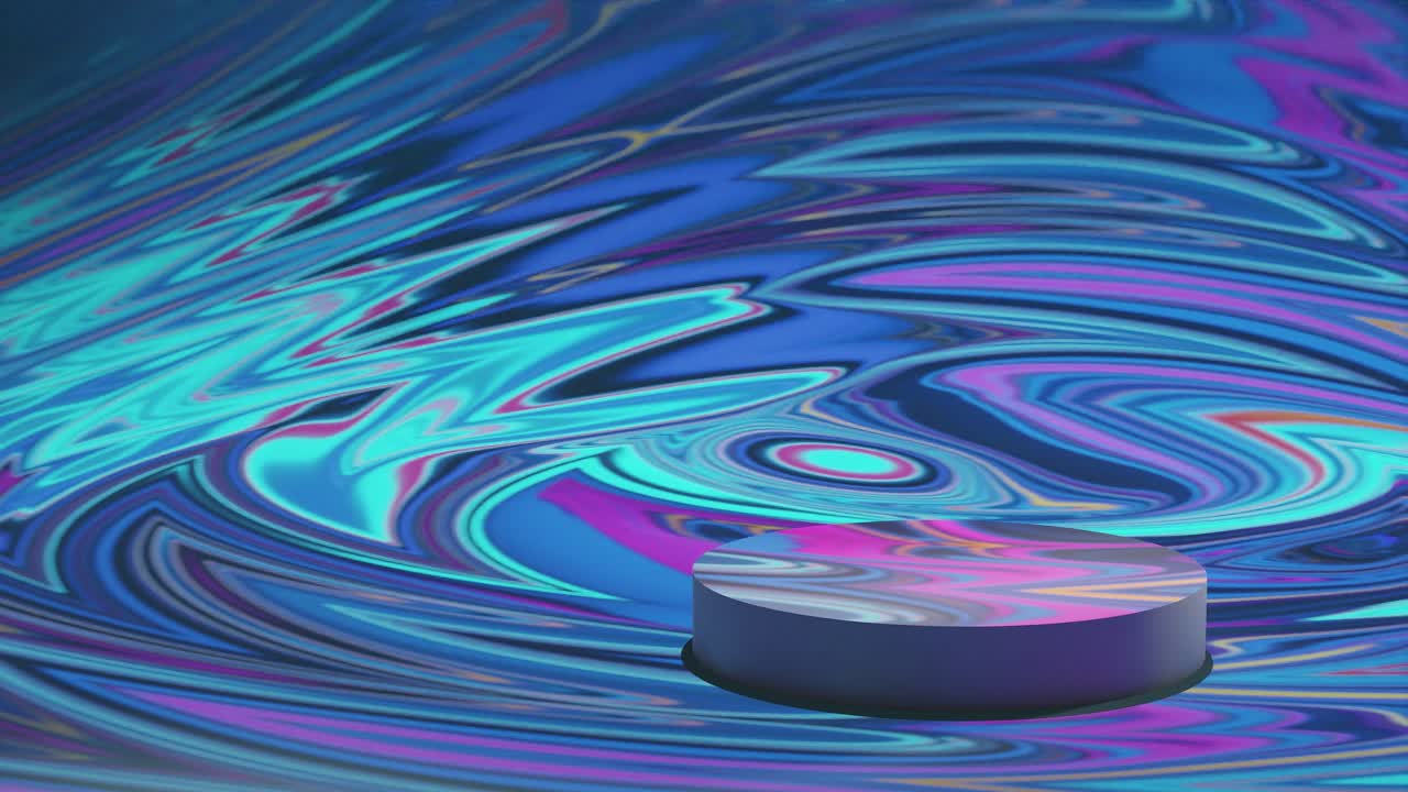 몽환적인 다채로운 제품 디스플레이 배경과 생생한 파동 모양의 회전