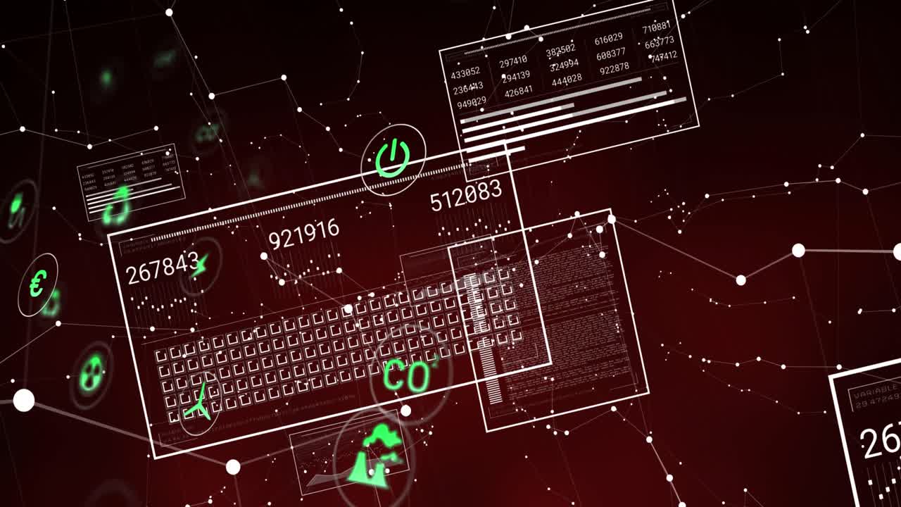 Animation of icons and data processing on screens
