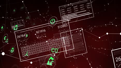 animation of icons and data processing on screens