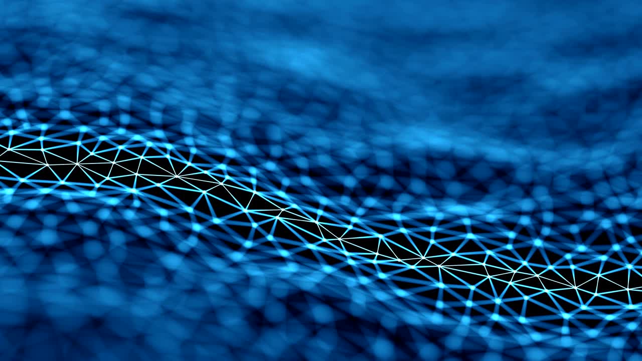 4K. Loopable. Futuristic digital waves background, blockchain fintech technology