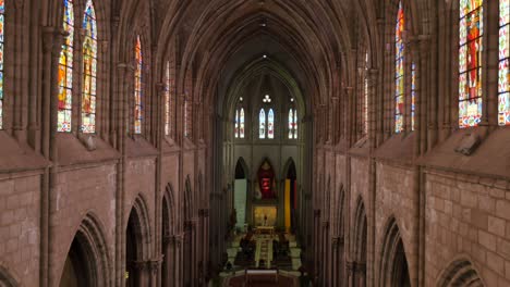 camera slowly cranes up to reveal the incredible interior of basilica of the national vow, ecuador