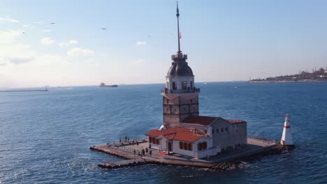 maiden's tower, taken at noon, aerial 4k video footage