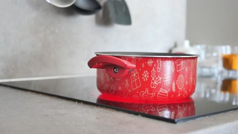 electric stove is heated to red