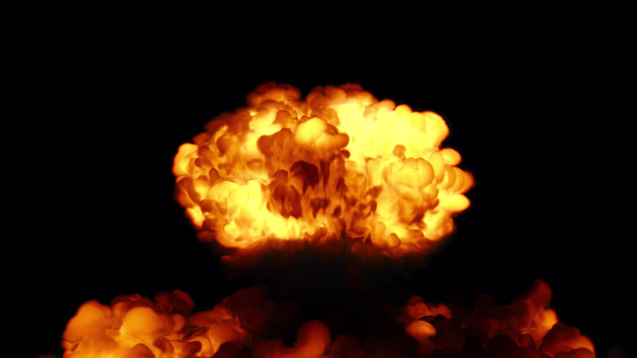 Enorme esplosione nucleare su sfondo trasparente