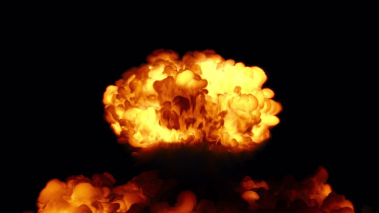 Massive nuclear explosion on transparent background