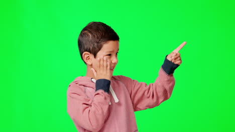 Shock,-face-and-boy-pointing-on-a-green-screen