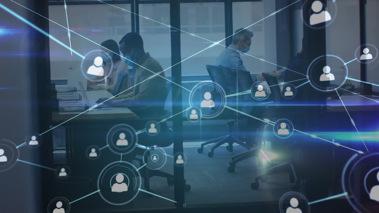 animación de la red de conexiones entre diversos empresarios