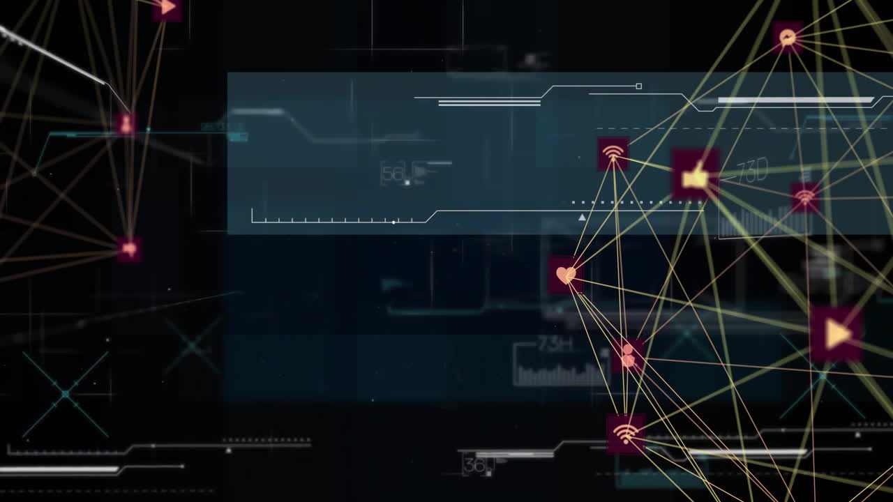 animación de la red de conexiones y procesamiento de datos en todo el mundo