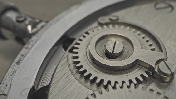 Close up of watch mechanism working